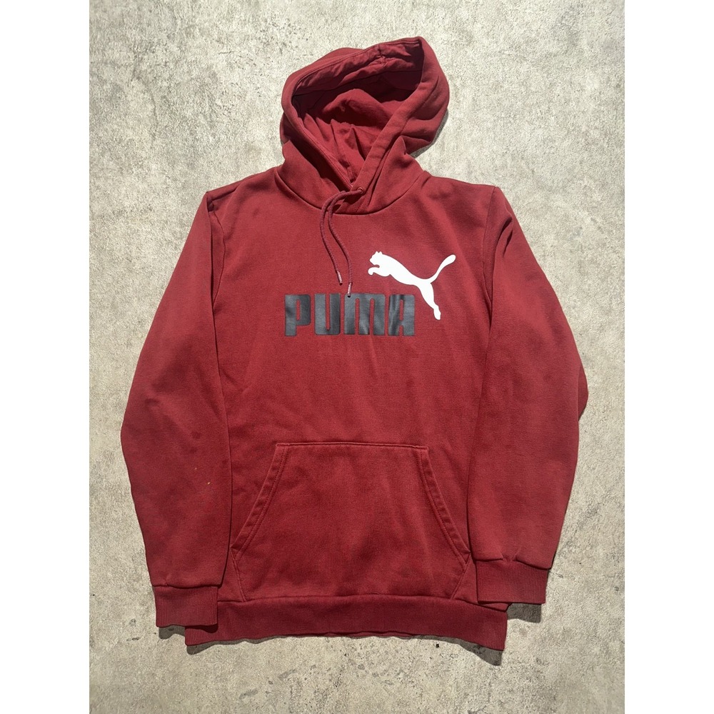Puma Mens Sz S Hoodie Pullover Sweater Pockets‎ Comfort Drawstring Red Black